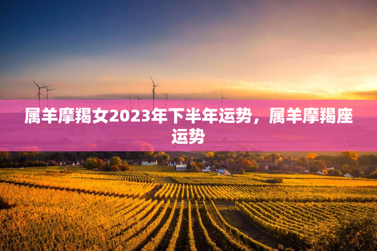 属羊摩羯女2023年下半年运势,属羊摩羯座运势 属羊摩羯女2023年下半年运势,属羊摩羯座运势