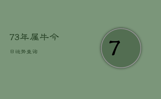 73年属牛今日运势查询