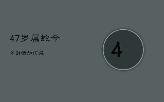 47岁属蛇今年财运如何呢