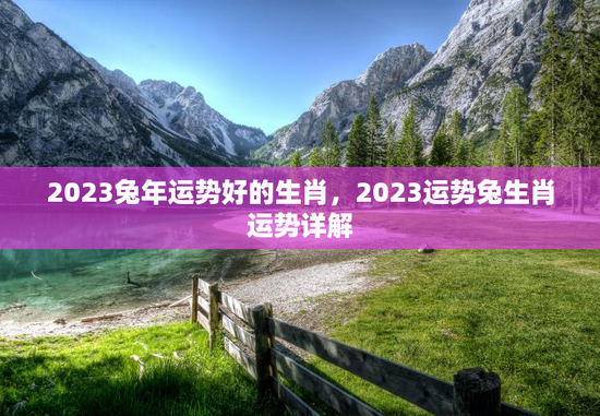 2023兔年运势好的生肖，2023运势兔生肖运势详解