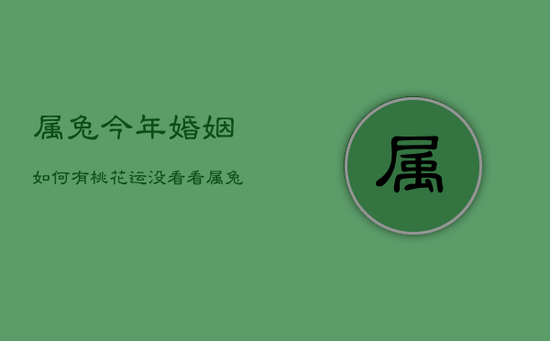 属兔今年婚姻如何有桃花运没，看看属兔今年婚姻好不好