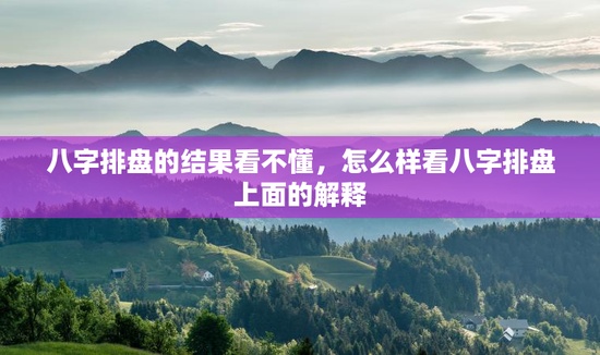 八字排盘的结果看不懂，怎么样看八字排盘上面的解释