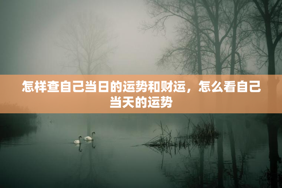 怎样查自己当日的运势和财运,怎么看自己当天的运势 怎样查自己当日的运势和财运,怎么看自己当天的运势