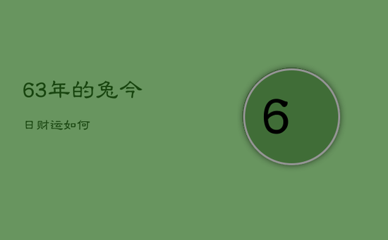63年的兔今日财运如何