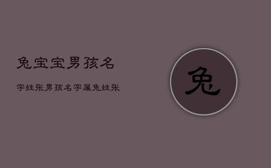 兔宝宝男孩名字姓张，男孩名字属兔姓张