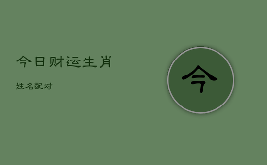 今日财运 生肖 姓名配对