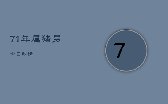 71年属猪男今日财运