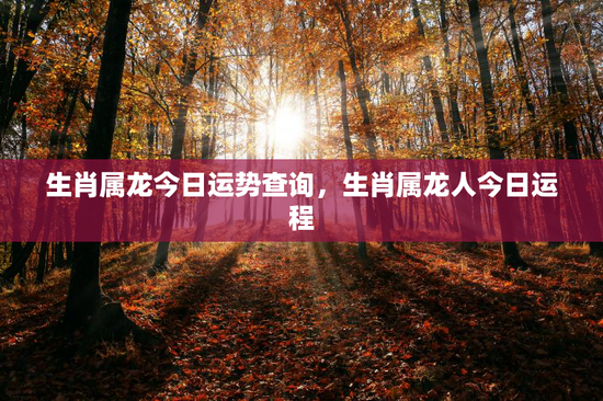 生肖属龙今日运势查询，生肖属龙人今日运程