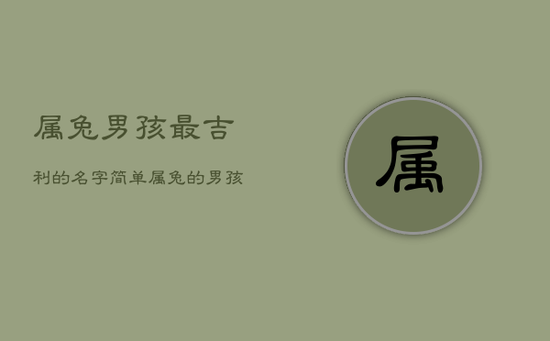 属兔男孩最吉利的名字简单,属兔的男孩取名字宜忌 属兔男孩最吉利的名字简单,属兔的男孩取名字宜忌