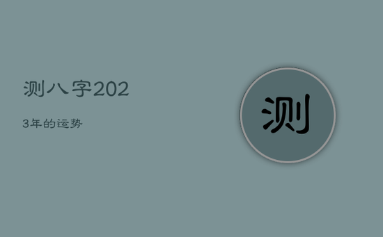 测八字2023年的运势