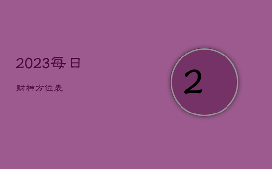 2023每日财神方位表