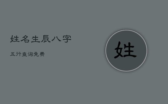 姓名生辰八字五行查询免费