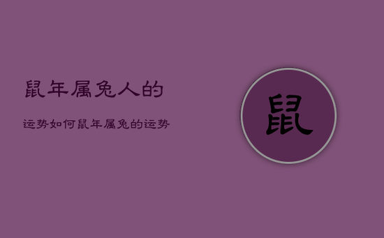 鼠年属兔人的运势如何，鼠年属兔的运势怎么样