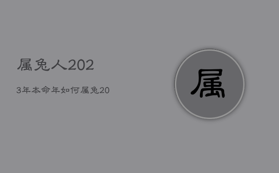 属兔人2023年本命年如何，属兔2023年本命年如何是否犯太岁