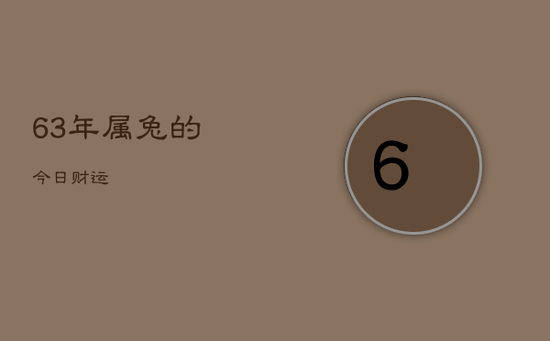63年属兔的今日财运 63年属兔的今日财运