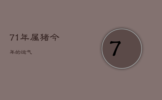 71年属猪今年的运气