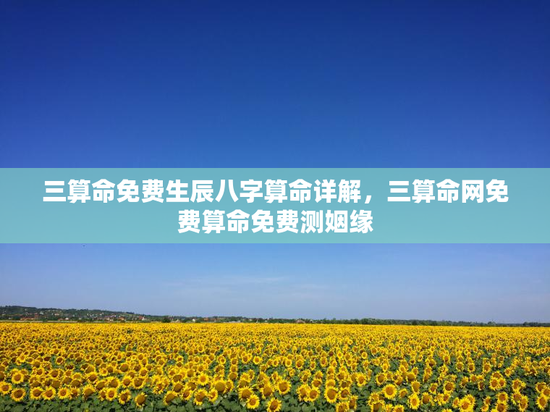 三算命免费生辰八字算命详解，三算命网免费算命免费测姻缘