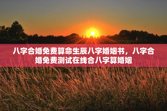 八字合婚免费算命生辰八字婚姻书，八字合婚免费测试在线合八字算婚姻