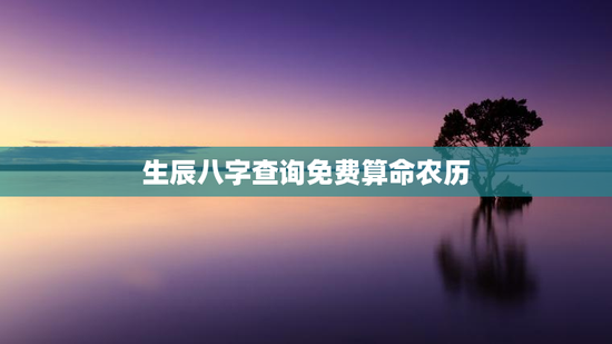 生辰八字查询免费算命农历，生辰八字在线查询免费