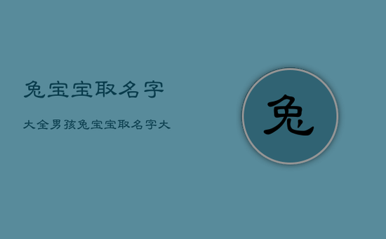 兔宝宝取名字大全男孩，兔宝宝取名字大全男孩姓刘