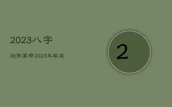 2023八字运势算命，2023年能发财八字