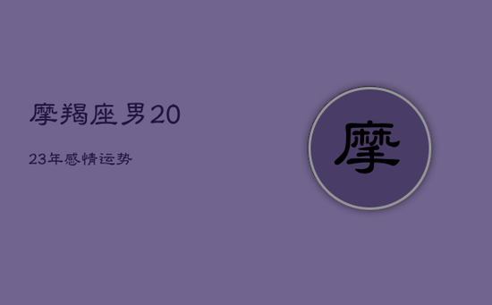 摩羯座男2023年感情运势