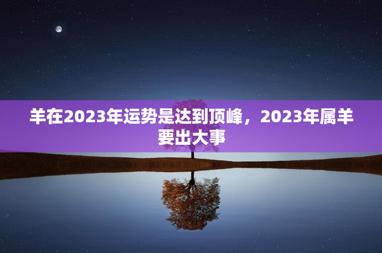 羊在2023年运势是达到顶峰,2023年属羊要出大事 羊在2023年运势是达到顶峰,2023年属羊要出大事