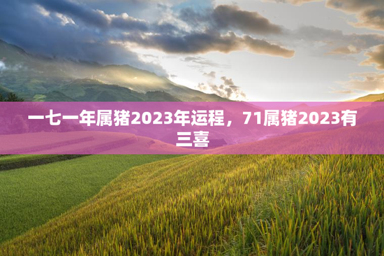 一七一年属猪2023年运程，71属猪2023有三喜