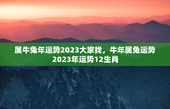 属牛兔年运势2023大家找，牛年属兔运势2023年运势12生肖