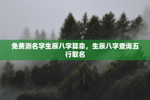 免费测名字生辰八字算命，生辰八字查询五行取名