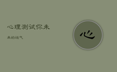 心理测试你未来的运气，心理测试未来一年财运
