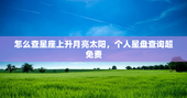 怎么查星座上升月亮太阳，个人星盘查询超免费