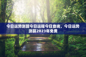 今日运势测算今日运程今日查询，今日运势测算2023年免费